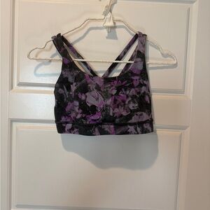 Lululemon Athletica Black and Purple Floral Sports Bra